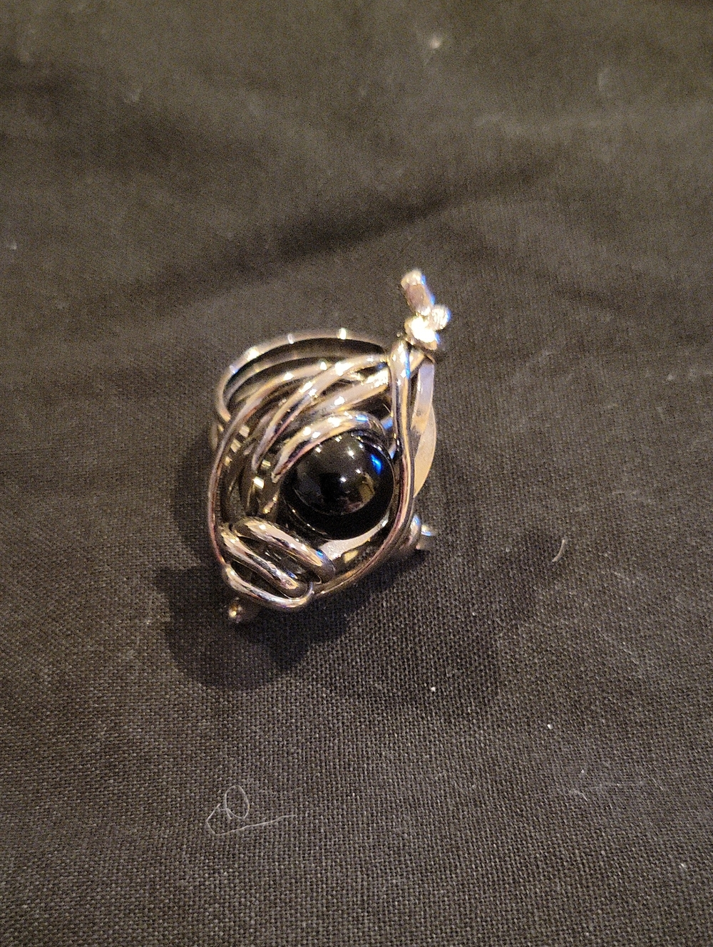 Sterling Silver Black Onyx Swirl Statement Ring